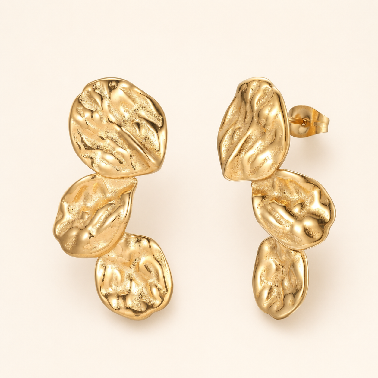 Alouette gold sculptural statement earrings product-only view
