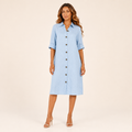 Robe Chemise en Lin Bleu Ciel