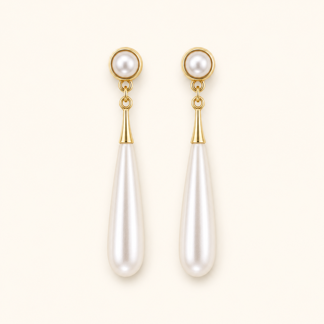 Arhel gold teardrop faux pearl earrings product-only view