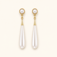 Boucles d’Oreilles Dorées à Perle Goutte