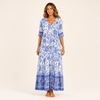 Robe Longue Florale à Col V