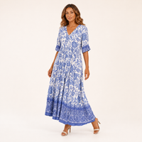 Keisha | Robe Florale Élégante À Col En V – professional catalog view 2