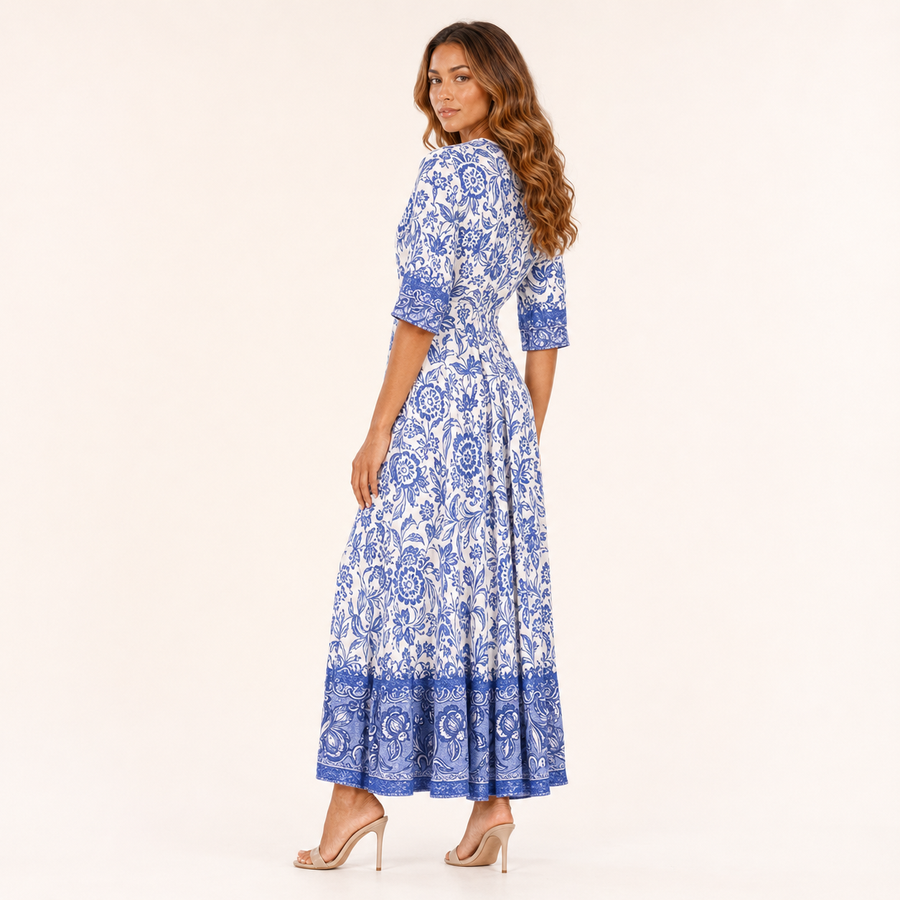 Keisha | Robe Florale Élégante À Col En V – professional catalog view 3