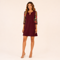 Robe Mini à Manches Transparentes Brodées