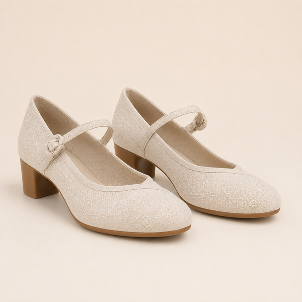 Chaussures Mary Jane ivoire tissées