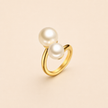 Bague Ouverte Dorée à Perles