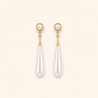 Boucles d’Oreilles Dorées à Perle Goutte