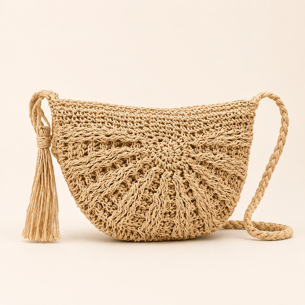Sac naturel en raphia tressé